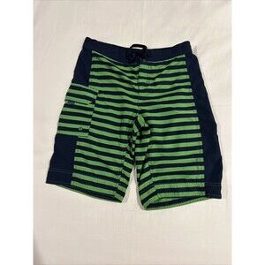 Patagonia Striped Bathing Suit Swim Trunks Boys Large Size 12 Green Blue
